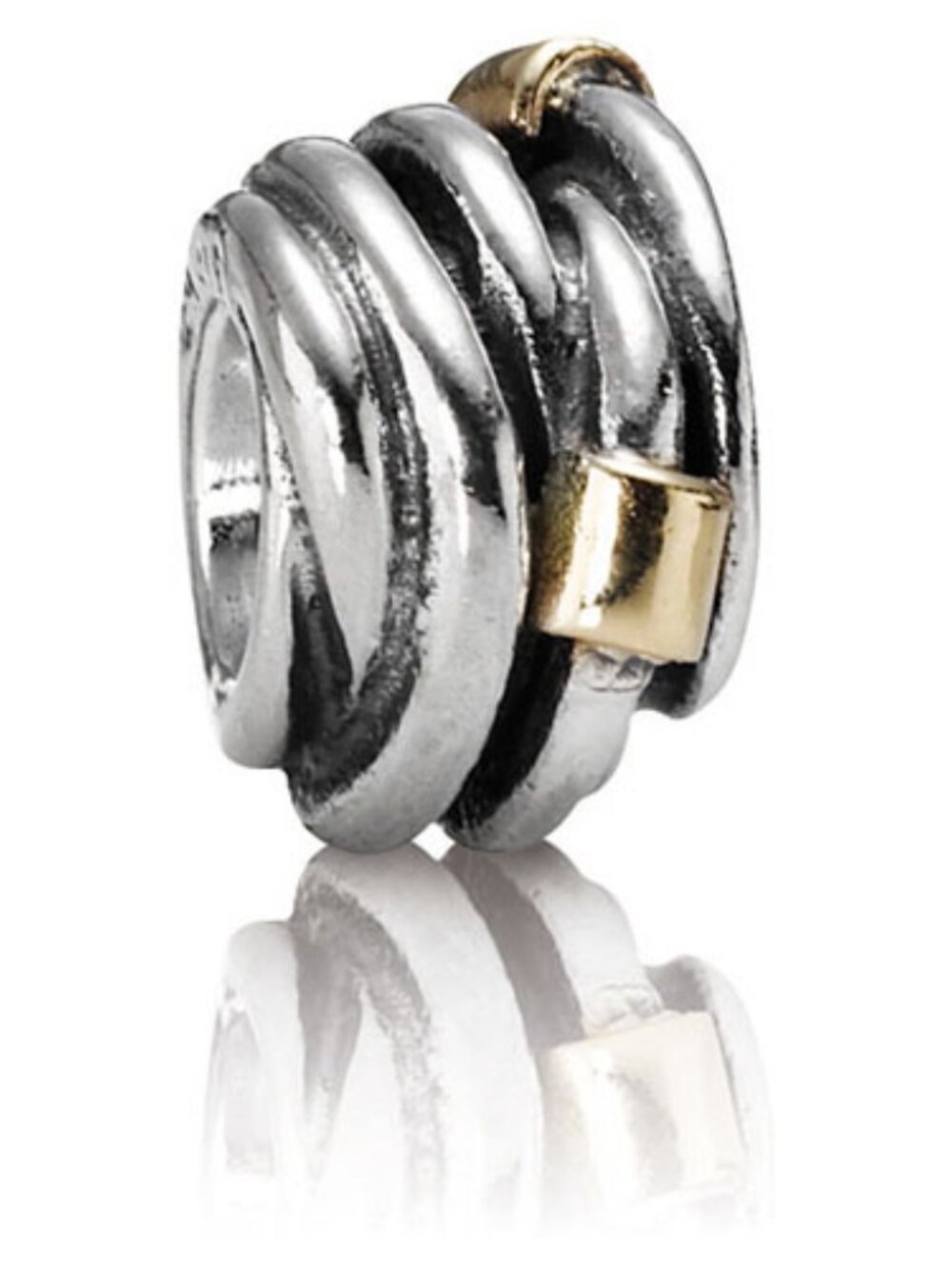 Authentic Pandora Retired Silver Rope with 14K Gold Bead – 790251